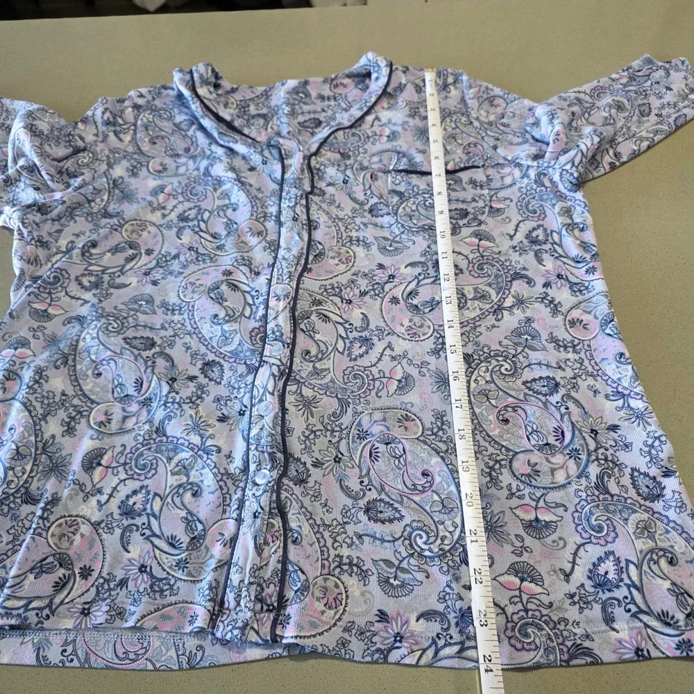 Lavender Paisley Button Front Pajama Set 2 Piece PJ Lounge Pants Top‎ SKU 1136